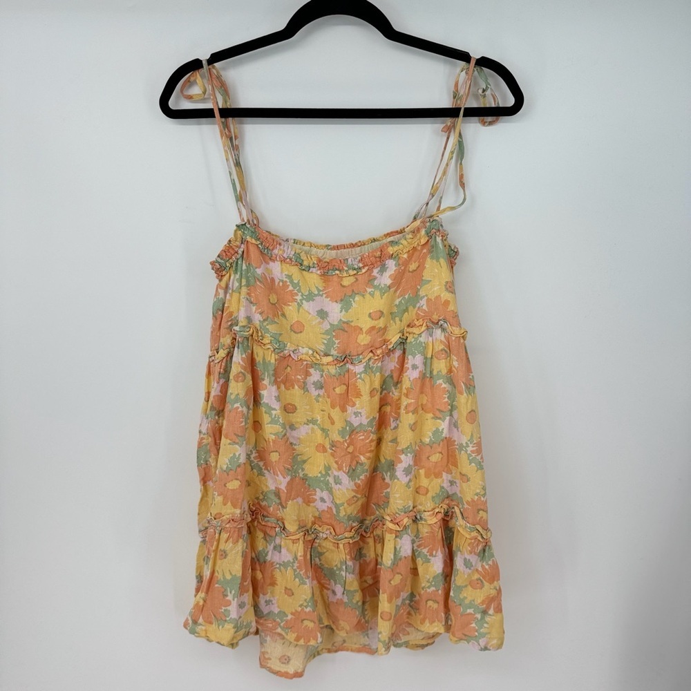 Rails Feminine Vintage Babydoll Mini Spaghetti Strap Square Neck Dress